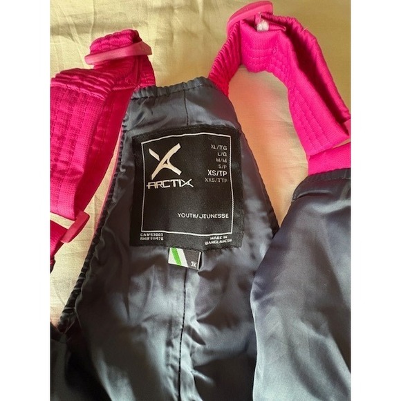Arctix Girls Pink Snow Bibs Overalls Pants Youth Size XS Insulated Winter Pocket - Picture 2 of 16